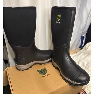TideWe Mens Size 12 Waterproof Rubber Neoprene Hunting Work Boots Black  2110